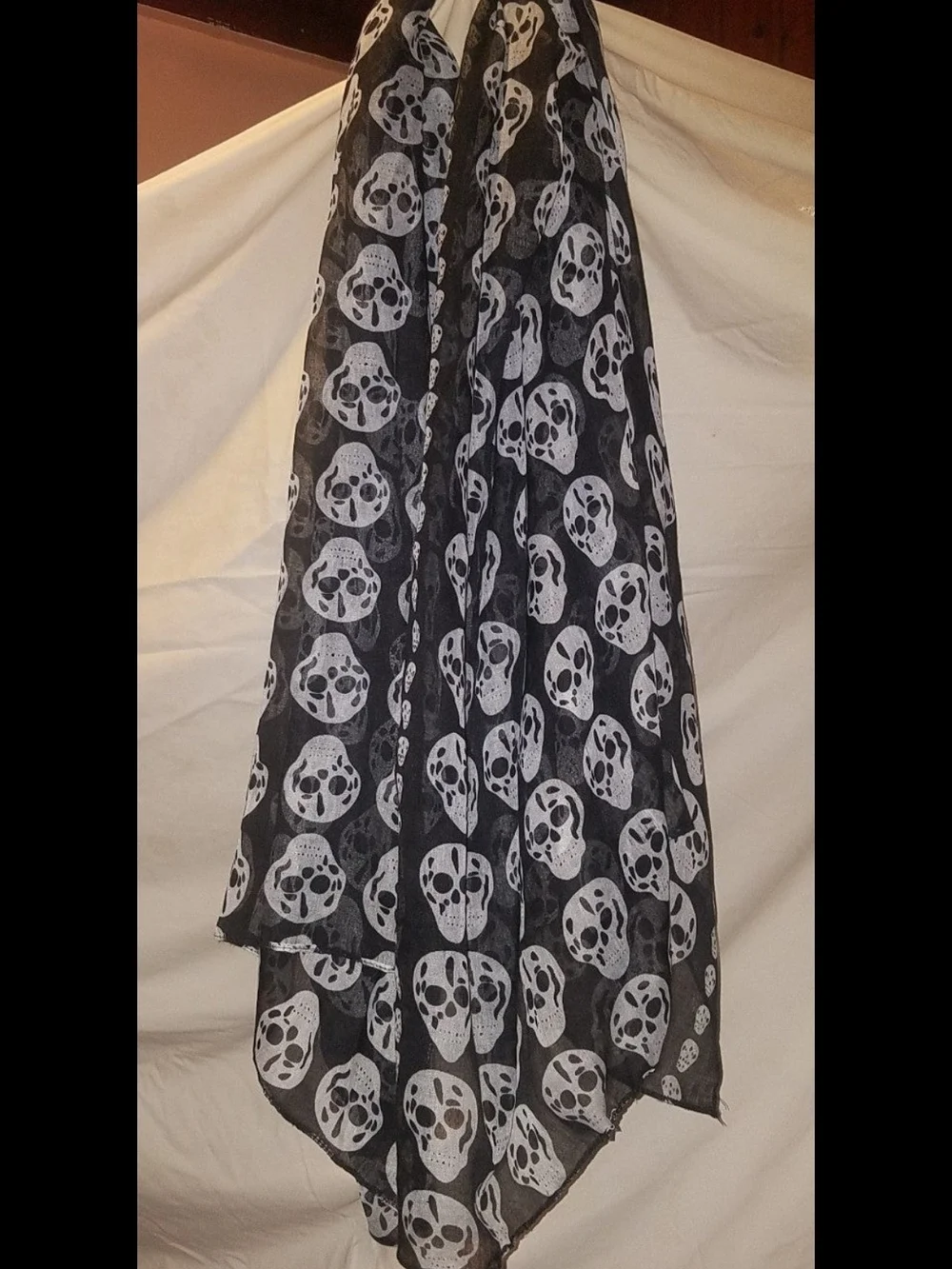 Black and White Skull Print Women's Scarf